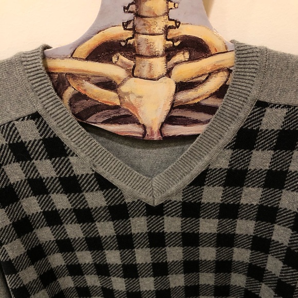 Mark Ecko Cut & Sew Gray and Black Check Sweater - Picture 2 of 3